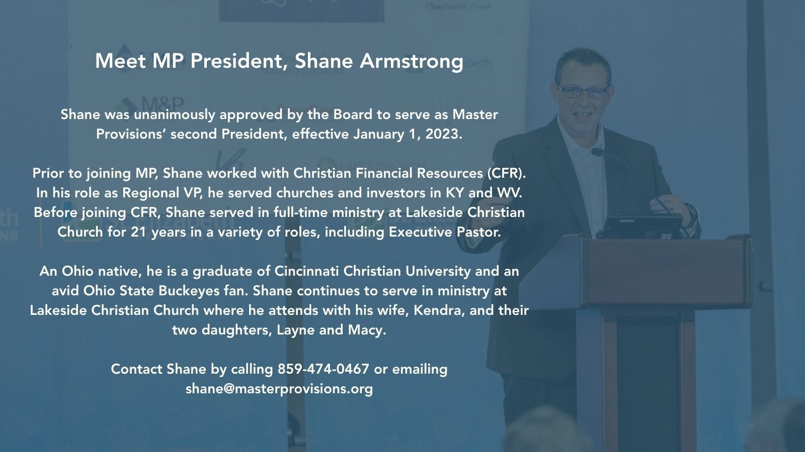 Shane Armstrong Master Provisions President